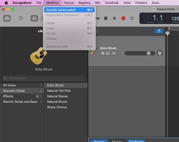 Come tornare indietro su GarageBand Mac