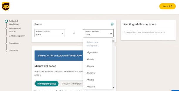 Come spedire un pacco all'estero con UPS