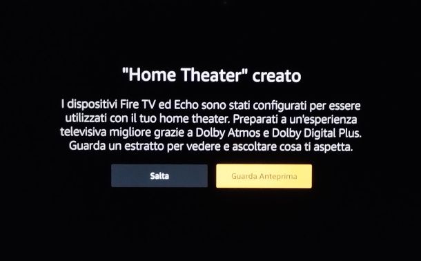 configurazione sistema home theater da Fire TV Stick