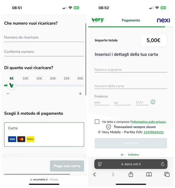 Come ricaricare Very Mobile con Postepay