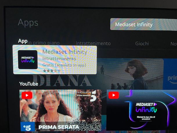 Scaricare app Mediaset Infinity Smart TV LG