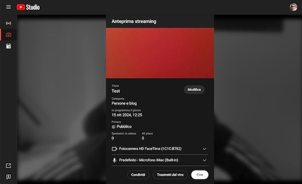 Trasmettere in diretta su YouTube