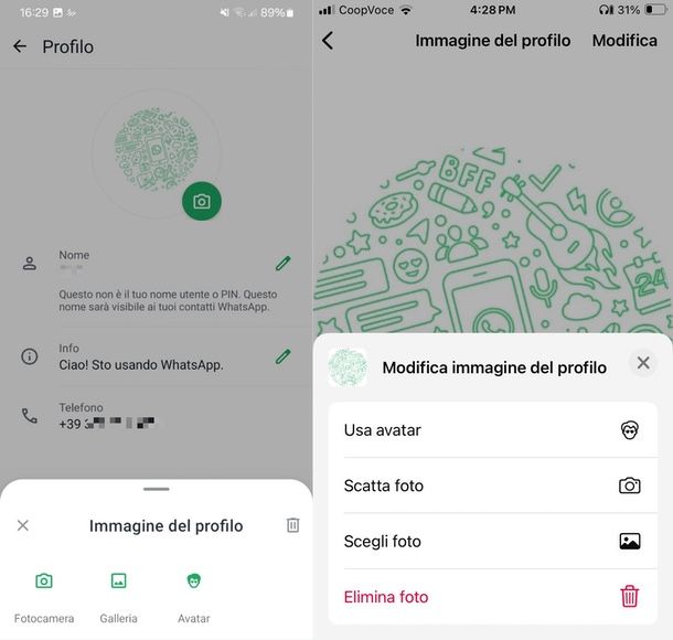 come cambiare immagine profilo WhatsApp Android iOS