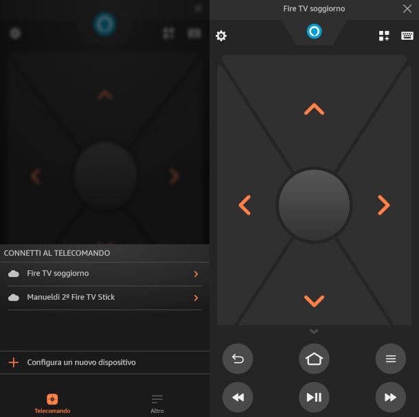 schermate app Telecomando Fire tv