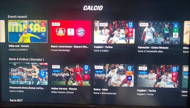 Rivedere una partita su DAZN da Smart TV