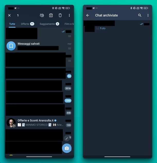 Chat archiviate Telegram Android