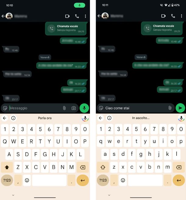 Come dettare messaggi su WhatsApp Android