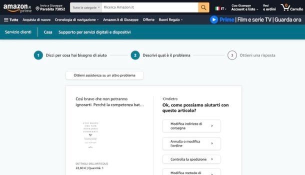 Modificare ordine Amazon