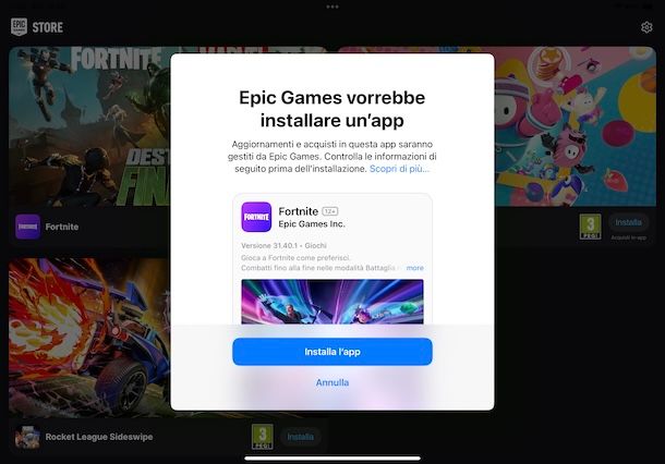 Installare Fortnite su iPad