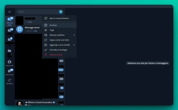 Chat archiviate Telegram Windows