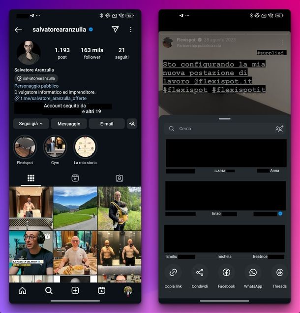 Copiare link storia Instagram Android