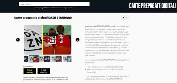 Carta prepagata DAZN