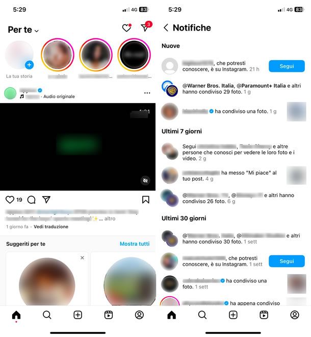 come vedere la cronologia delle notifiche Instagram smartphone