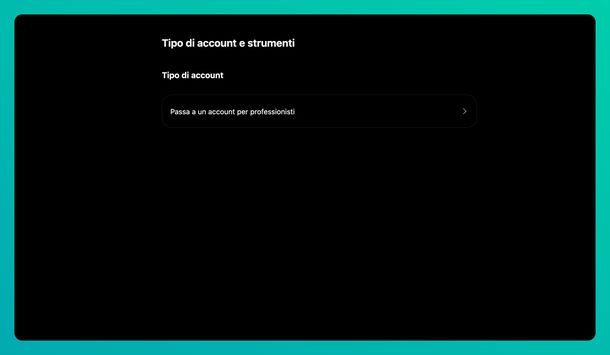 Cambiare tipo account Instagram Web