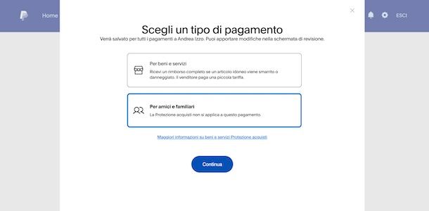 PayPal amici e familiari