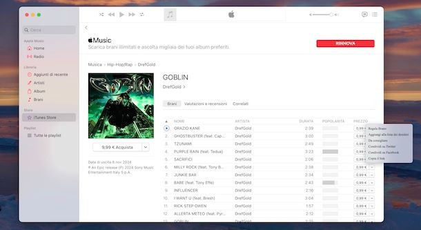 Regalare canzone iTunes da Mac