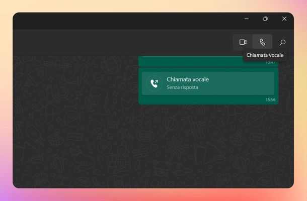 Chiamata vocale chat WhatsApp Windows
