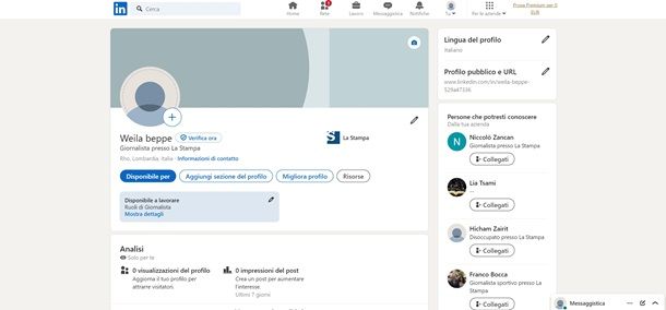 linkedin profilo