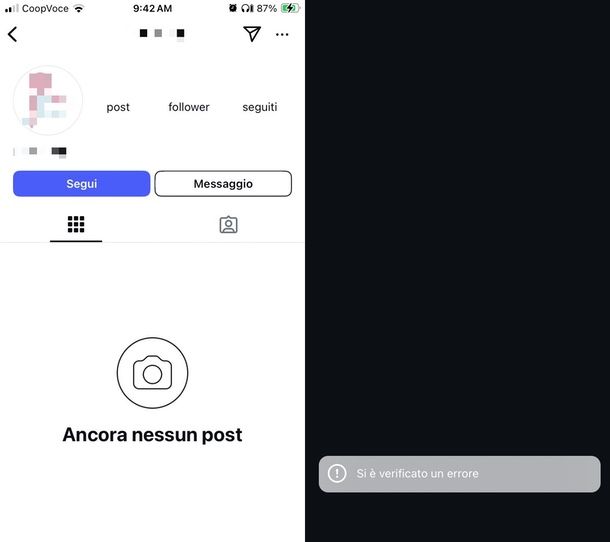 test 2 blocco account business Instagram