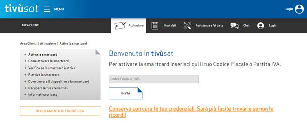 Riattivazione scheda tivùsat online