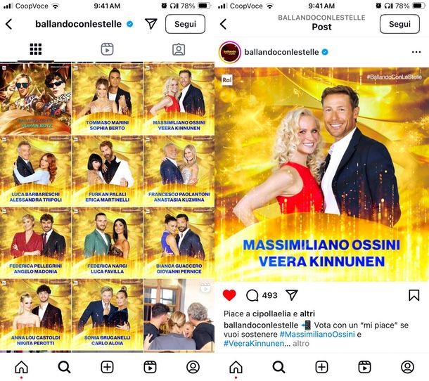 Come si vota a Ballando con le Stelle su Instagram