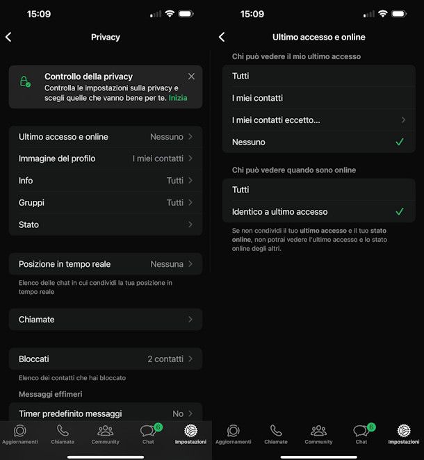 Ultimo accesso su iOS