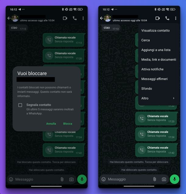 Bloccare contatto WhatsApp Android