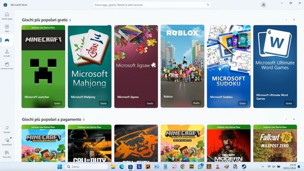 Microsoft Store giochi gratis per PC