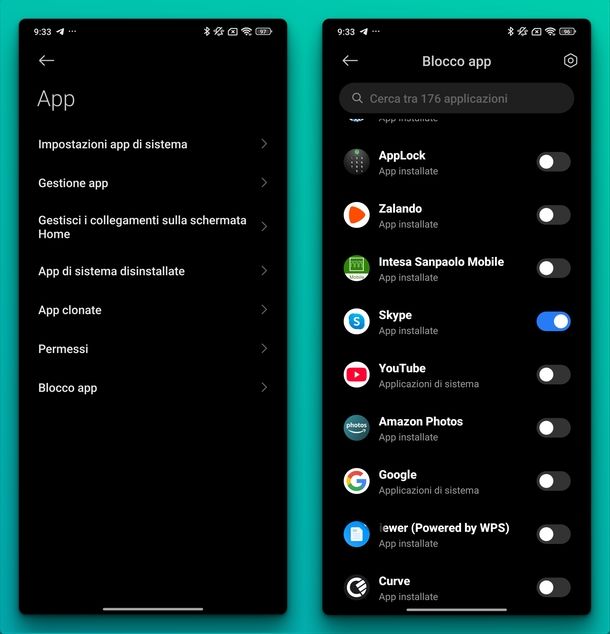 Blocco app Xiaomi