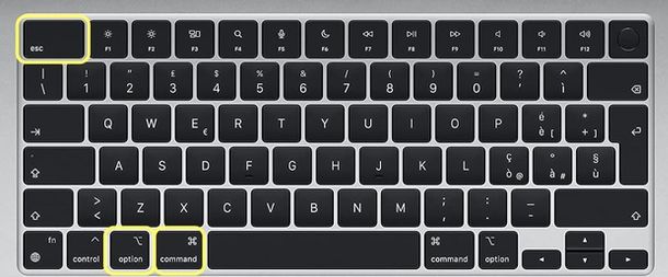 come fare ctrl alt canc su Mac