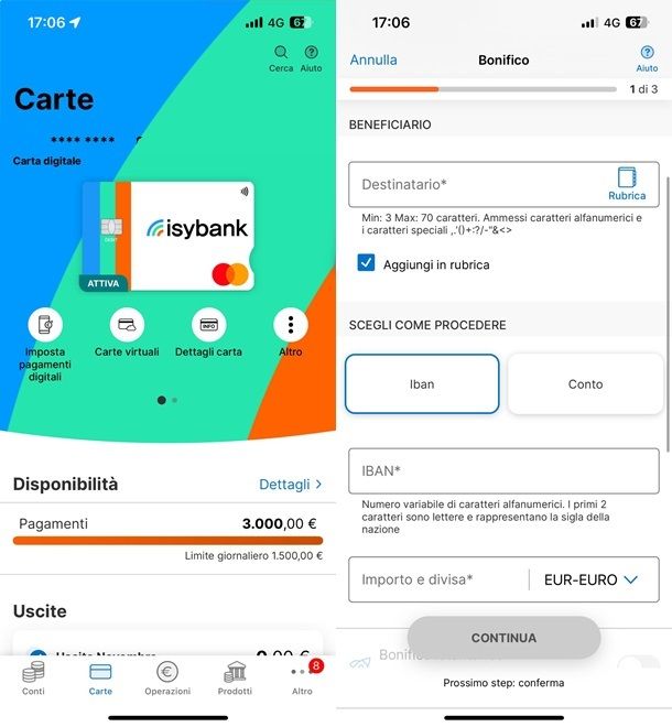Come ricaricare carta di debito Isybank con bonifico