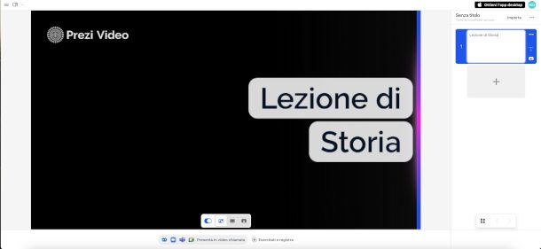 Interfaccia Prezi Video