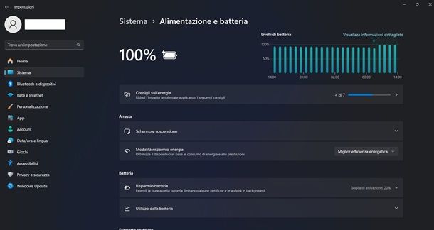 batteria win 11