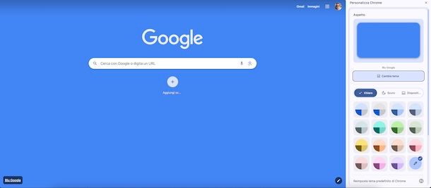 Cambiare lo sfondo di Google Chrome
