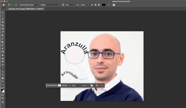 strumento testo su traccia Photoshop