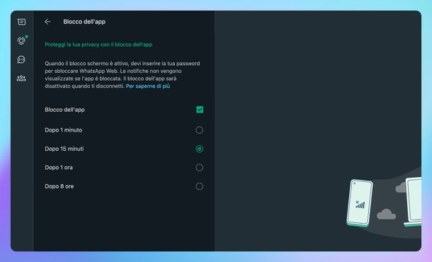 Blocco app WhatsApp Web