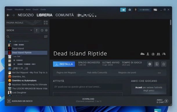 come recuperare un gioco disinstallato Steam