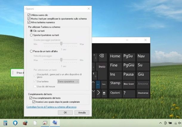 come attivare tastierino numerico su tastiera virtuale Windows 10