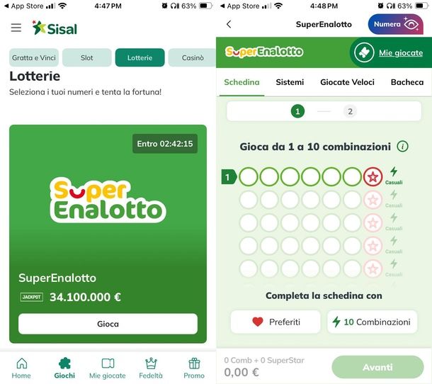 app per giocare al SuperEnalotto