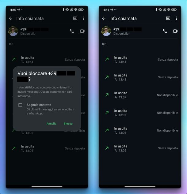 Bloccare chiamate numeri sconosciuti WhatsApp Android