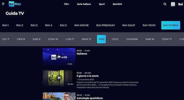 Rivedere un programma Rai Storia