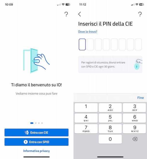 Accedere all'app IO con CIE