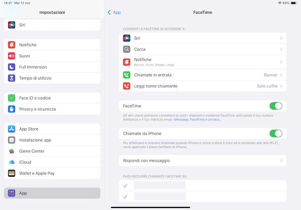 Attivare FaceTime su iPad