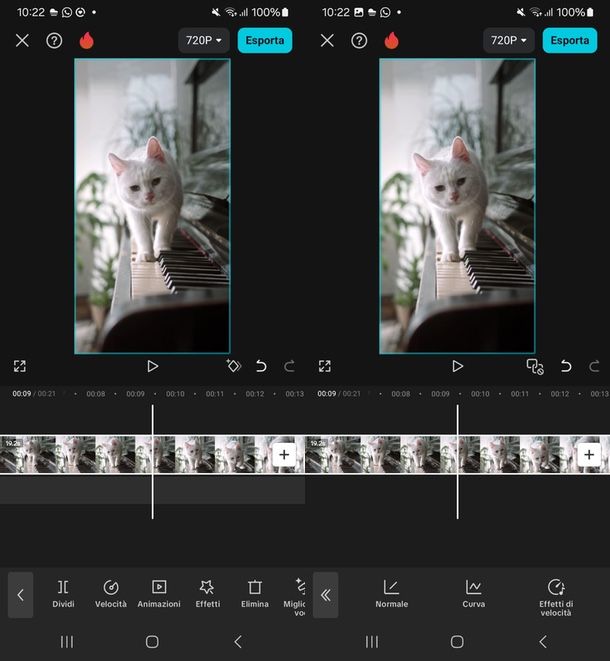 Come velocizzare un video su CapCut app