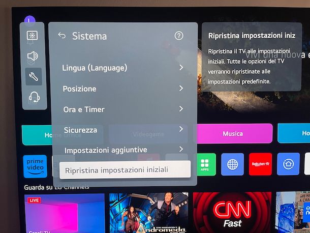 Resettare LG TV