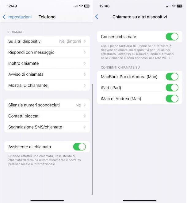 Disattivare inoltro chiamate iPhone su iPad