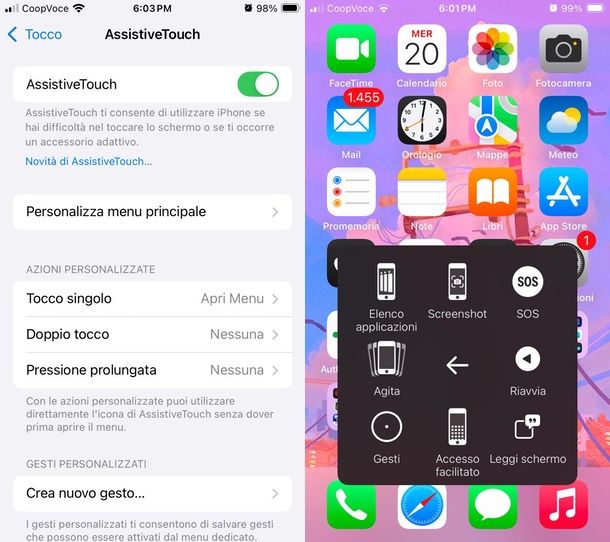 AssistiveTouch screenshot senza tasti iPhone