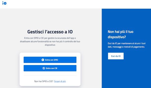 Accedere all'app IO da PC