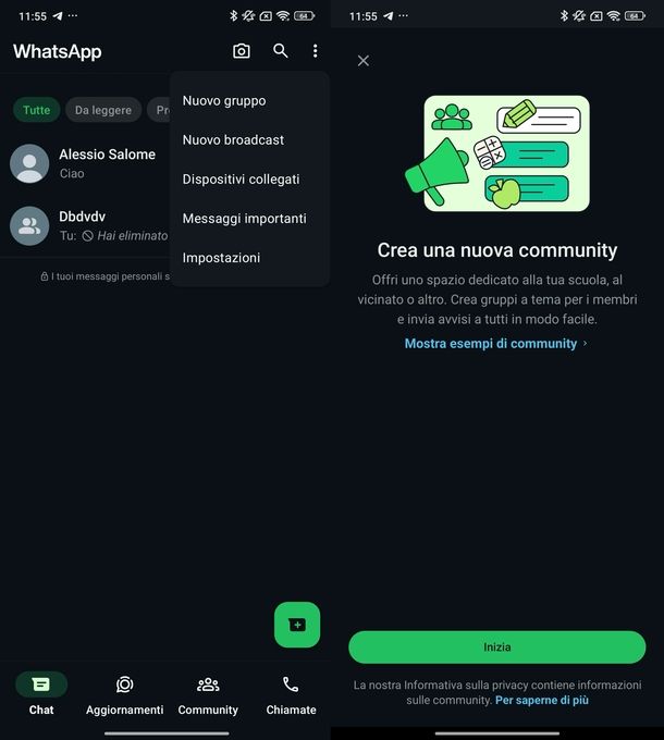 Lista broadcast community WhatsApp Android