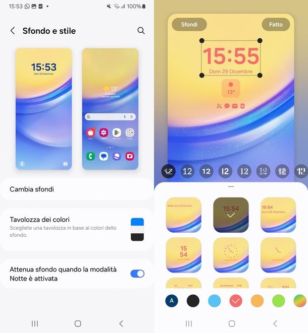 come cambiare colore orologio schermata di blocco Samsung